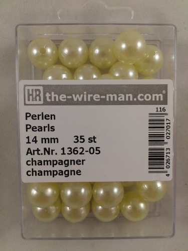 Parels champagne 14 mm. 35 st